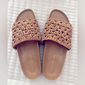 Loeffler Randall Henri Brown Crochet Leather Sandal size 7.5